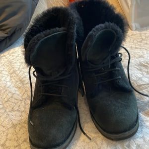 Uggs lace up black shearling boots